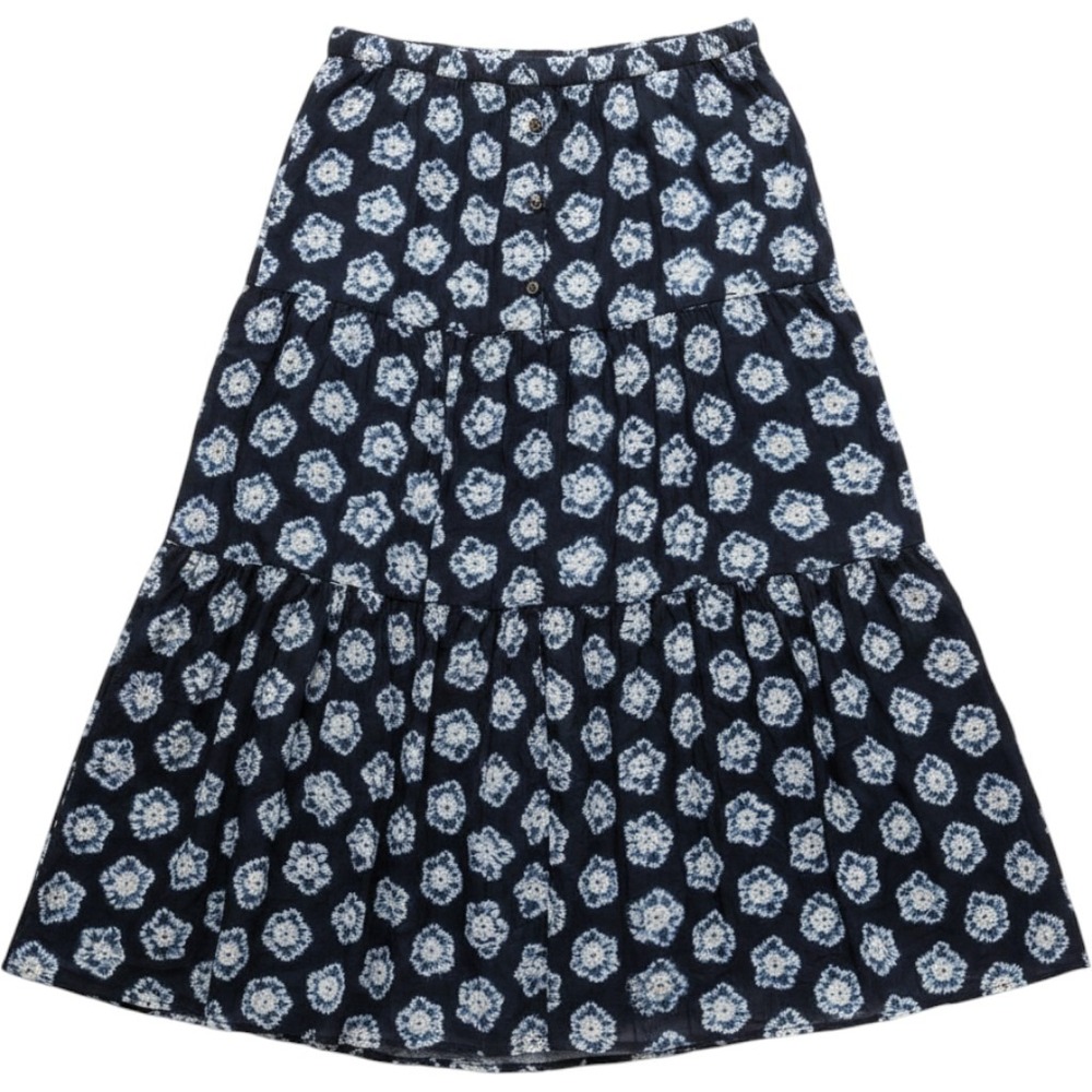 Michael Kors Tiered Blue White Maxi Shirt Drawstring size 14 chich fun classic